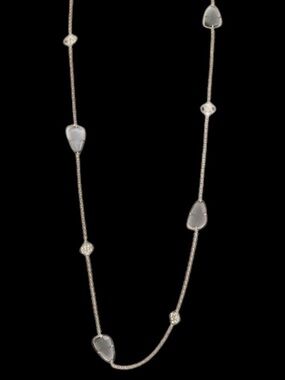 Kendra Scott Kinley Gold Station Necklace in Slate Grey Cat's Eye